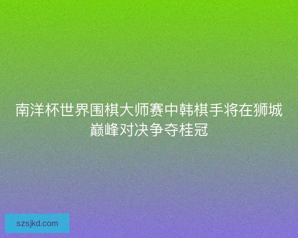 南洋杯世界围棋大师赛中韩棋手将在狮城巅峰对决争夺桂冠