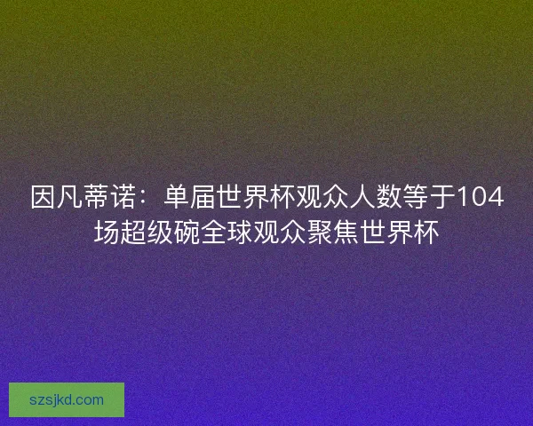 因凡蒂诺：单届世界杯观众人数等于104场超级碗全球观众聚焦世界杯